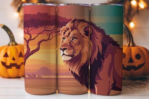 African Lion Sunset 20oz Tumbler Wrap: A Graphics Gem
