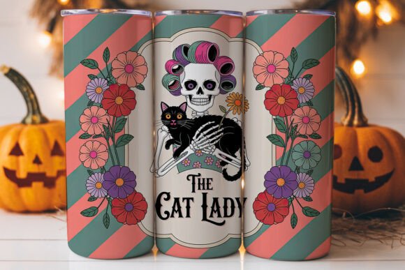 Cat Lady Skeleton Tumbler Wraps: A Graphics Review