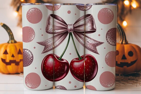 Cherry Bow Tumbler Wrap PNG: A Graphics Asset for Tumbler Wraps