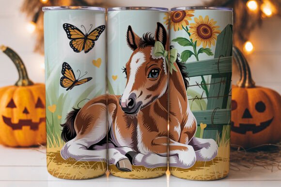 Cute Foal with Sunflowers Tumbler Graphics