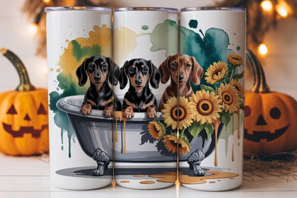 Dachshund Sunflower Bath Tumbler Graphics