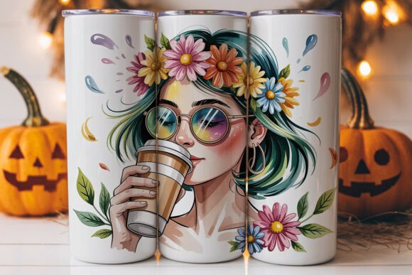 Flower Crown Girl 20oz Tumbler Wrap: A Versatile Graphics Asset