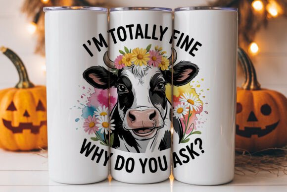 Funny Cow with Flowers 20oz Tumbler Wrap Graphics