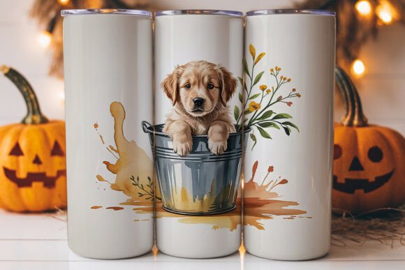 Golden Retriever Puppy Tumbler Wrap: A Charming Graphics Asset