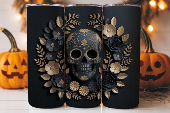 Gothic Sugar Skull Floral Tumbler Graphics Review