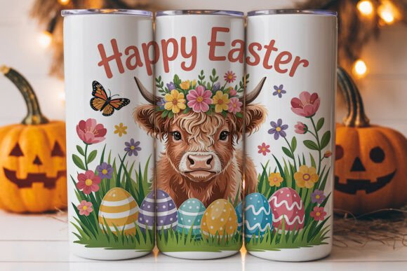 Highland Cow Easter Tumbler Wrap: A Versatile Graphic for Branding