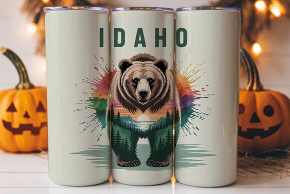 Idaho Bear Sunset 20oz Tumbler Wrap Graphics