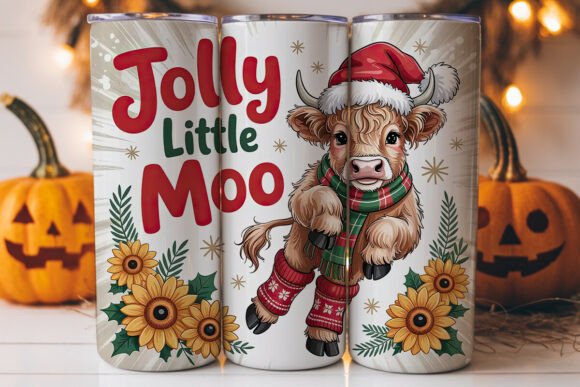 Jolly Little Moo Christmas 20oz Tumbler Graphics