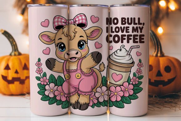 Kawaii Calf Coffee Tumbler Wrap Graphics