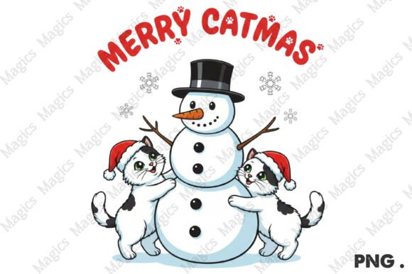 Merry Catmas PNG: A Charming Graphics Asset for Handmade Creations