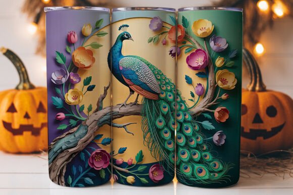 Review: Paper-Cut Peacock 20oz Tumbler Wrap Graphics