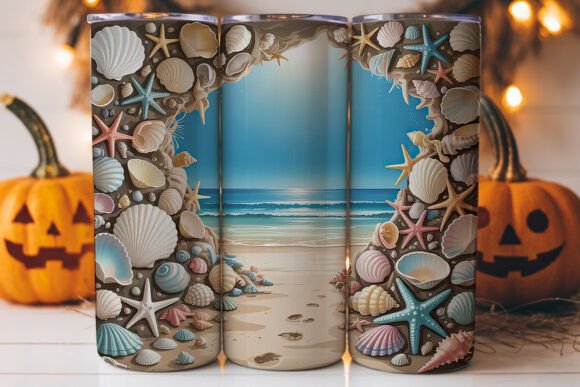 Seashell Beach Cave Tumbler Wrap: A Versatile Graphics Asset