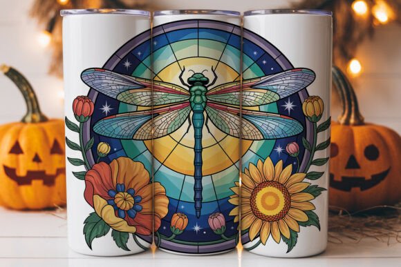 Stained Glass Dragonfly Tumbler Graphics for Crafting