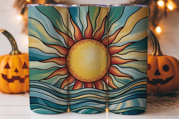 Stained Glass Sun Sea 20oz Tumbler Graphics for Branding