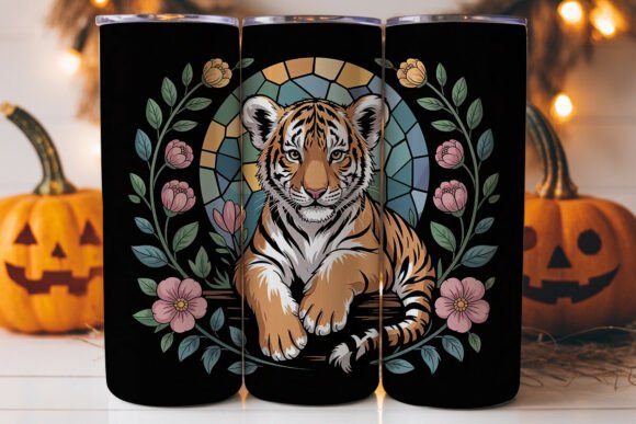 Stained Glass Tiger Cub 20oz Tumbler Graphics for Local Brands