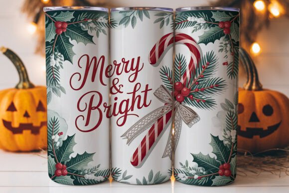 Vintage Candy Cane Christmas Tumbler Graphics