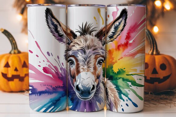 Watercolor Baby Donkey Tumbler Wrap Design