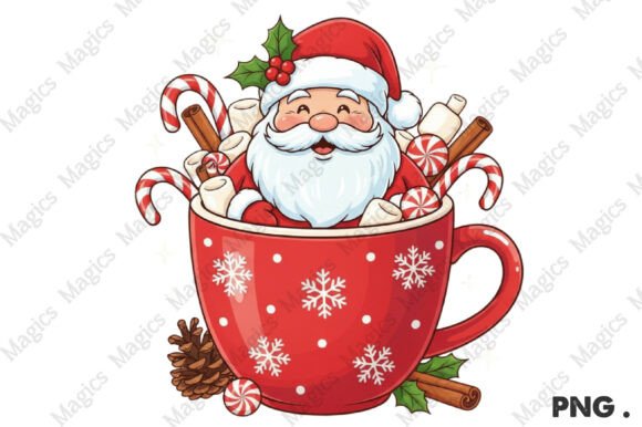 Watercolor Hot Cocoa Santa Clipart: A Charming Graphics Addition