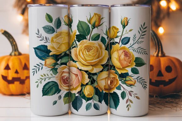 Yellow Rose Bouquet Tumbler Wrap Graphics